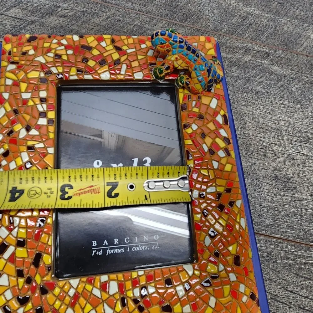 Barcino Designs Colorful Mosaic Gecko Lizard Picture Frame 5.75